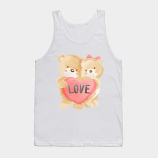 cute bear couple with love heart Tank Top